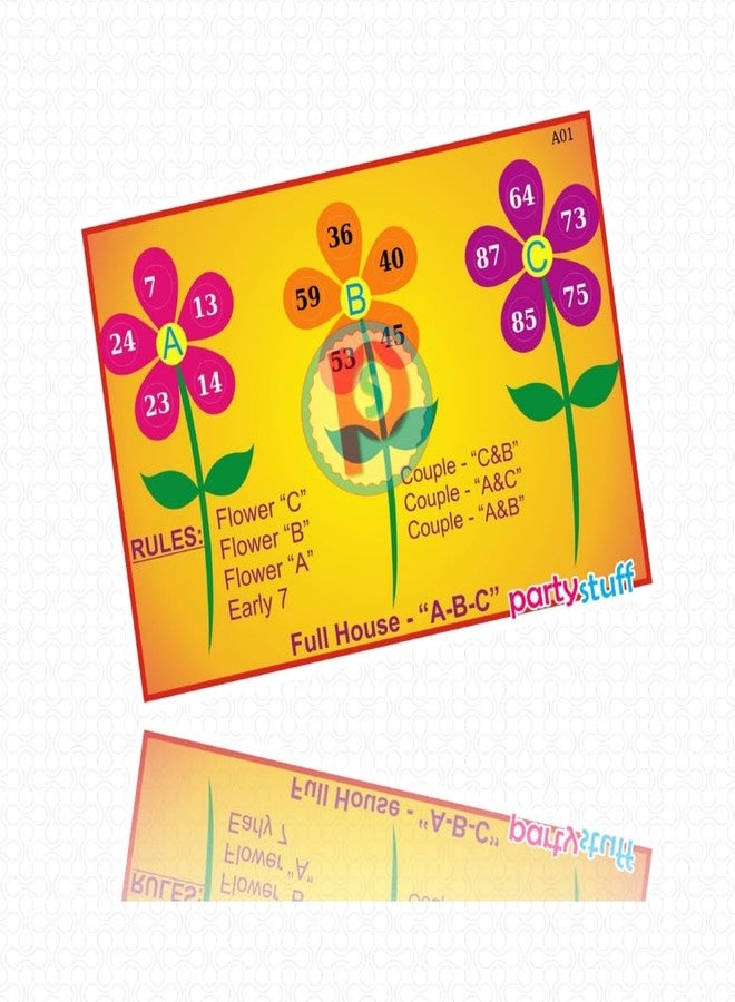 PartyStuff Flowers Theme Tambola Housie Tickets Designer Kukuba 1 Kitty Games (24 Cards) - Image 2